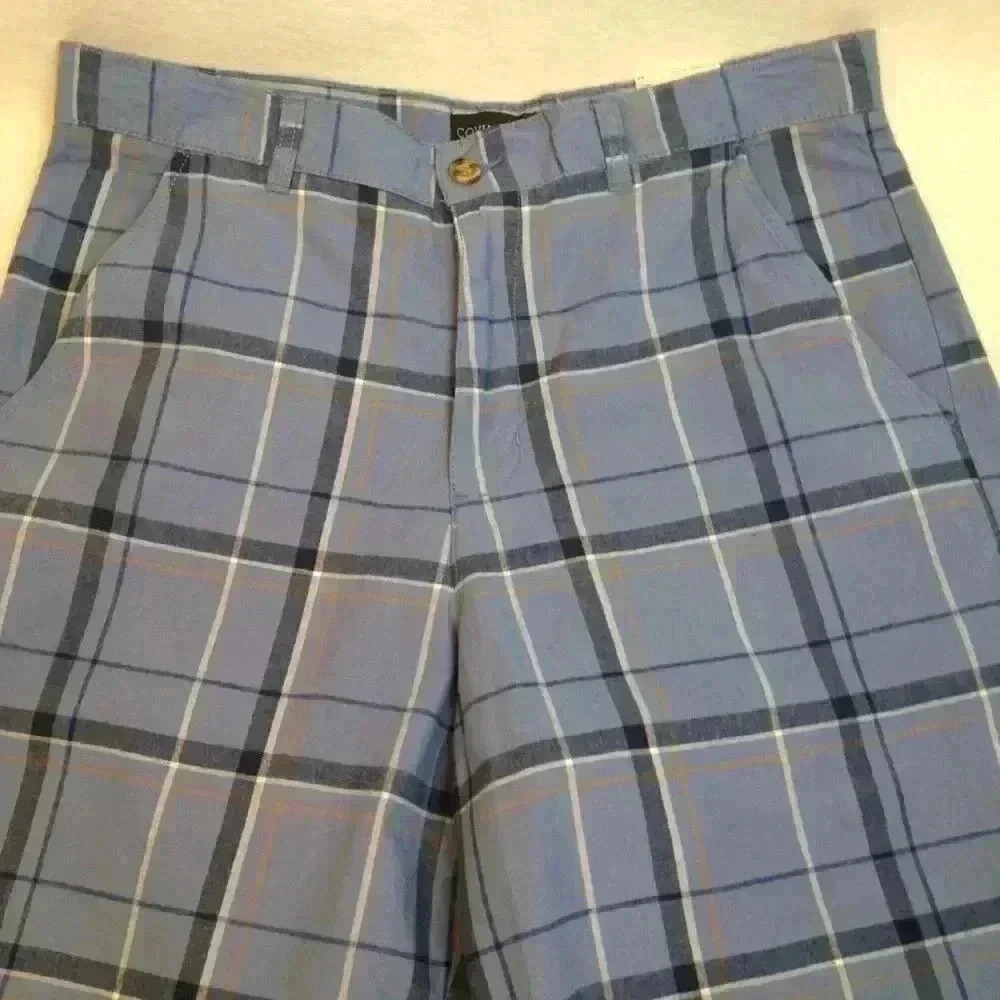 Covington Multi-Color Blue Plaid Flat Shorts  32 - Picture 2 of 7